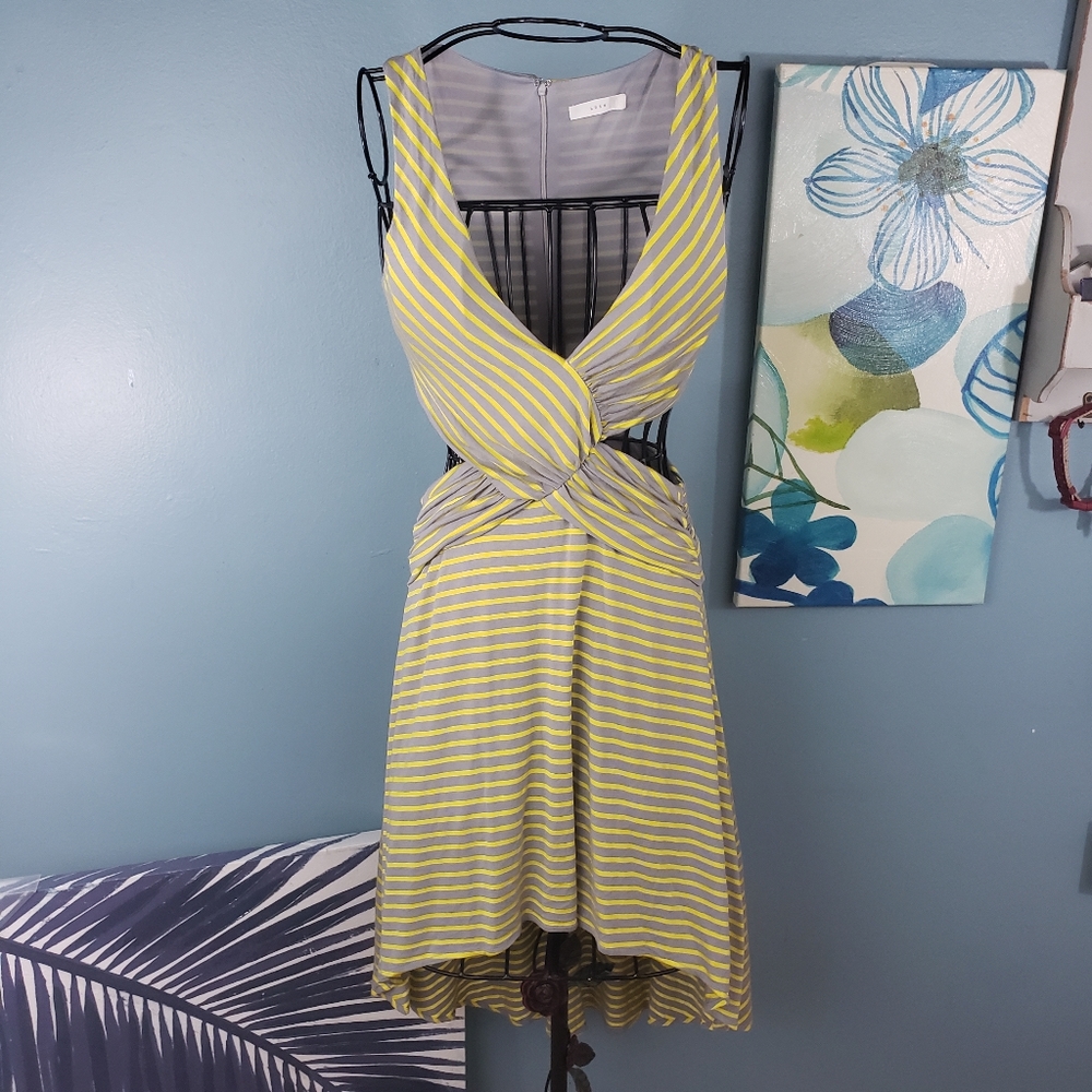 Lush yellow gray Midi dress size medium